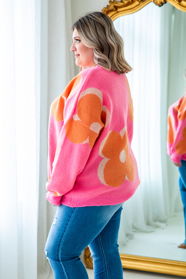 Love Is Blossoming Pink And Orange Flower Sweater