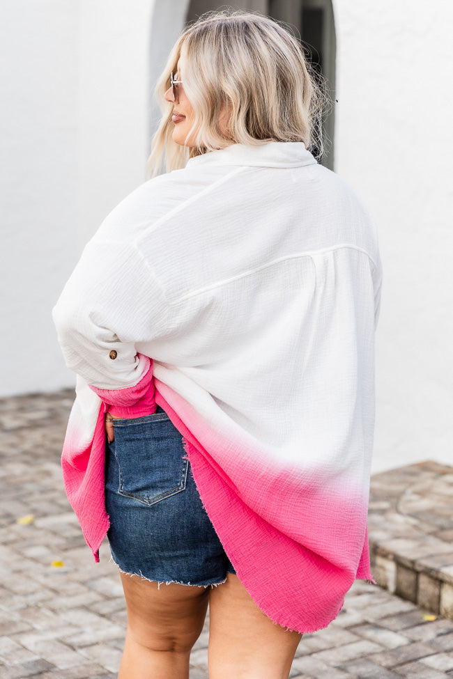 What You're Waiting For Pink Dip Dye Gauze Blouse FINAL SALE