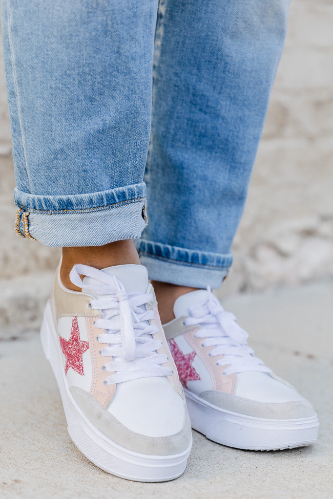 Cleo Pink And Rose Gold Star Sneakers