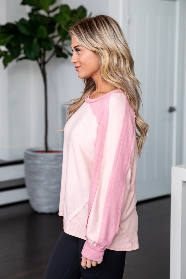 Fall For You Pink Colorblock Top