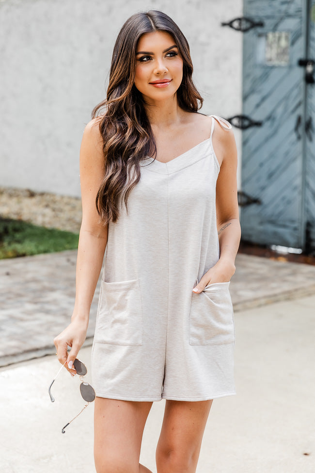 What You Want To Be Taupe Knit Romper