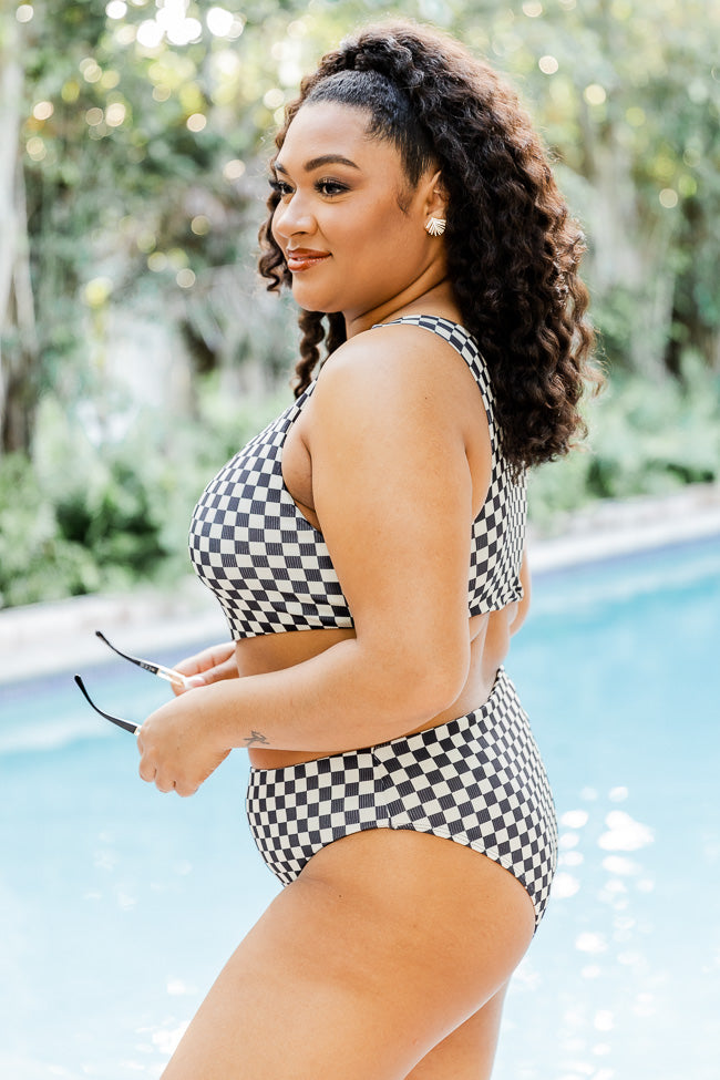 Life Is A Highway Black Checkered One Piece Swimsuit FINAL SALE