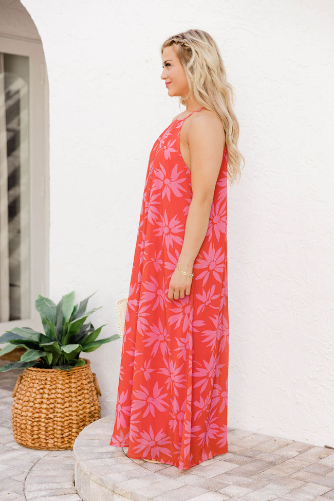 Ready To Run Red Halter Floral Maxi FINAL SALE