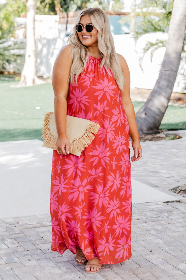 Ready To Run Red Halter Floral Maxi FINAL SALE