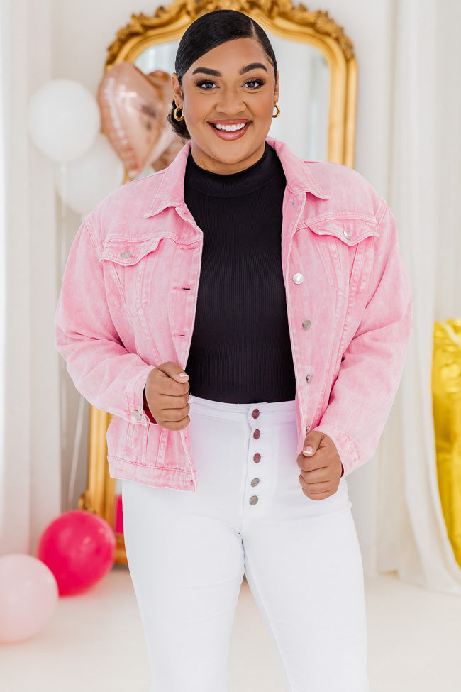 Blush Jeans + Denim Jacket  Blush jeans, Pink jeans outfit, Denim jacket  women
