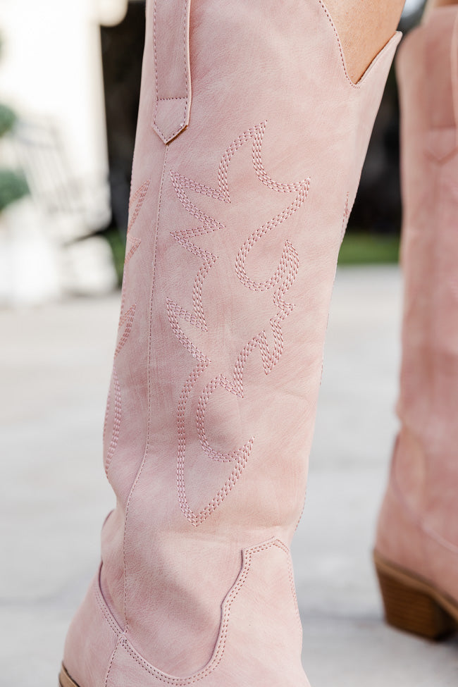 Charlotte Pink Leather Cowboy Boots