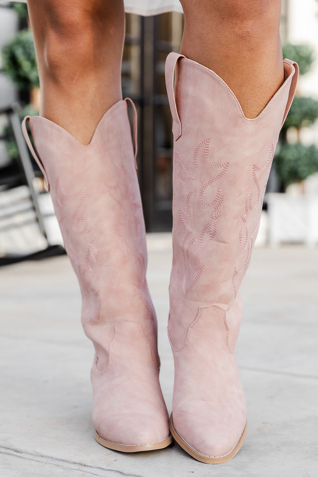 Pink suede store cowboy boots