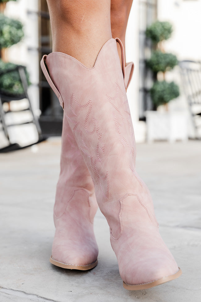 Charlotte Pink Leather Cowboy Boots