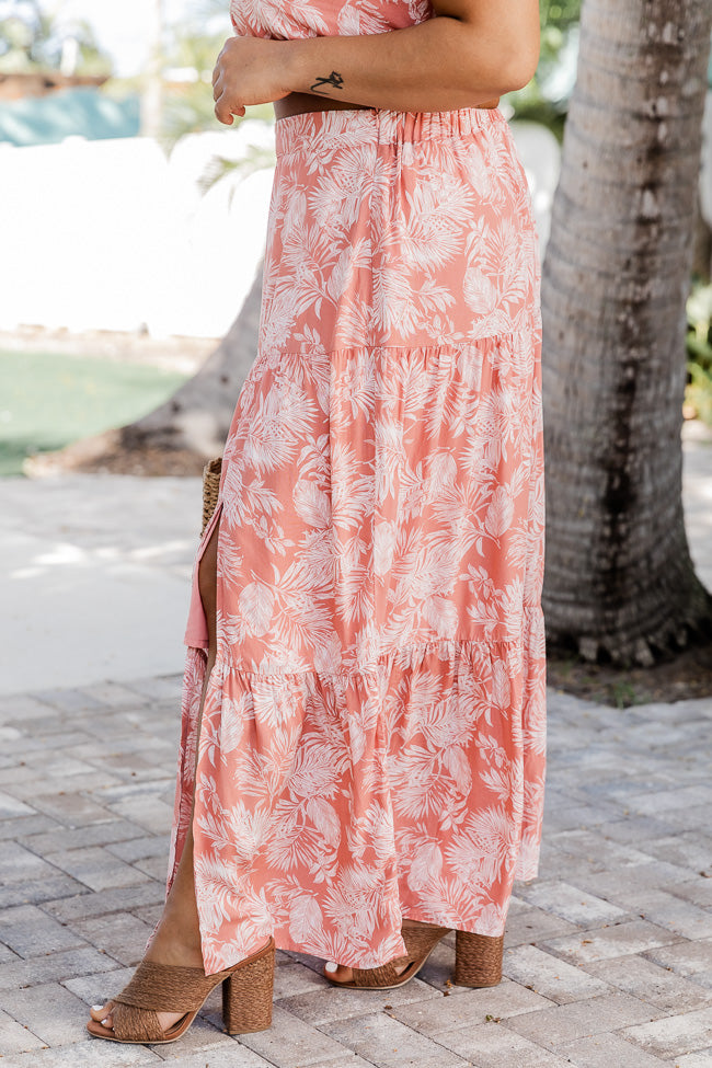 Late Summer Nights Coral Tropical Skirt Set