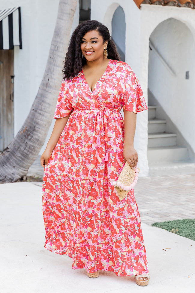 Ready For You Maxi Dress in Watercolor Red Floral Print FINAL SALE