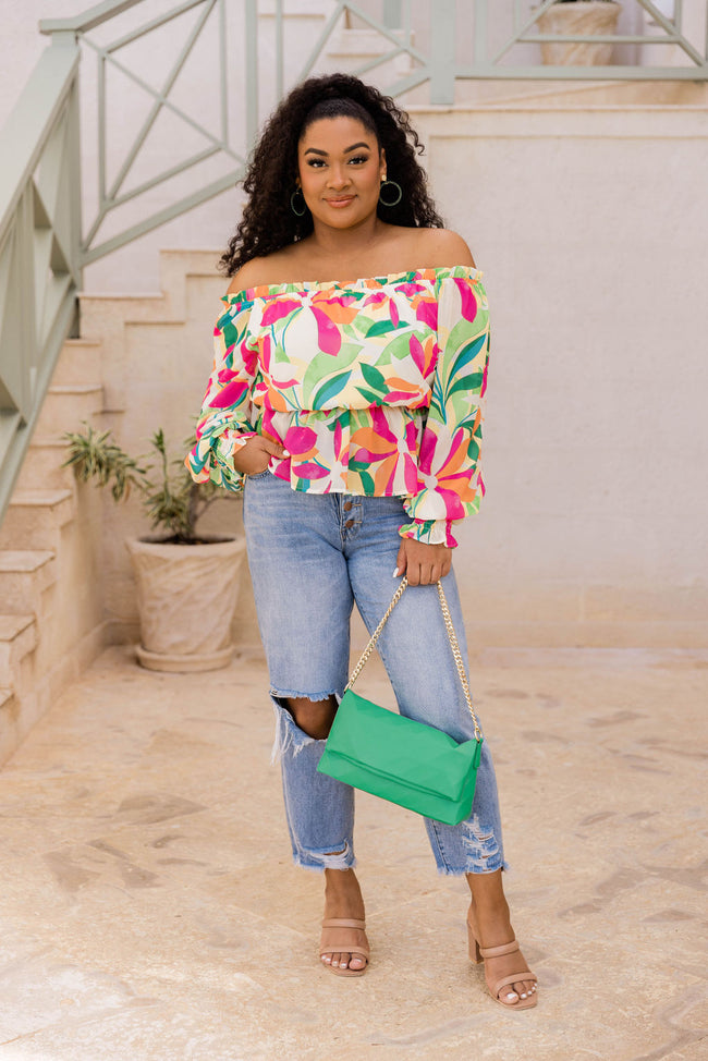 I Found Paradise Multi Off The Shoulder Printed Blouse FINAL SALE
