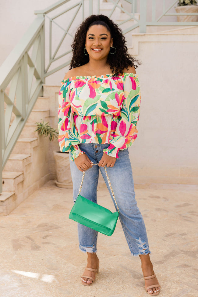 I Found Paradise Multi Off The Shoulder Printed Blouse FINAL SALE