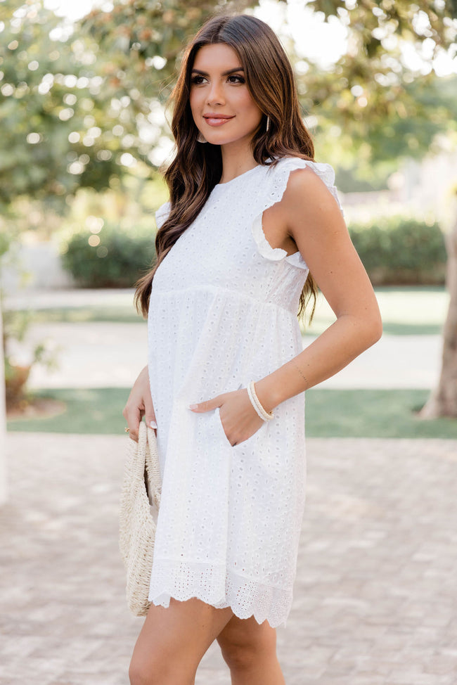 You Found My Heart White Round Neck Lace Romper Dress FINAL SALE