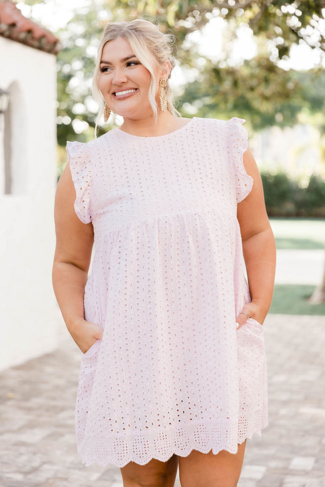 You Found My Heart Light Pink Round Neck Lace Romper Dress FINAL SALE