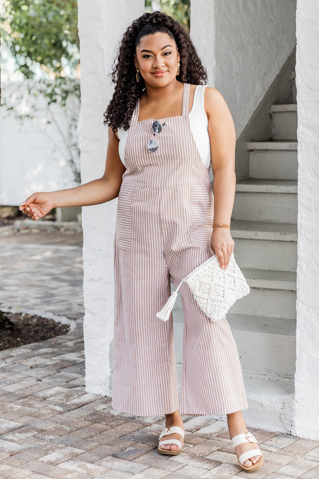Finding My Paradise Taupe Printed Jumpsuit