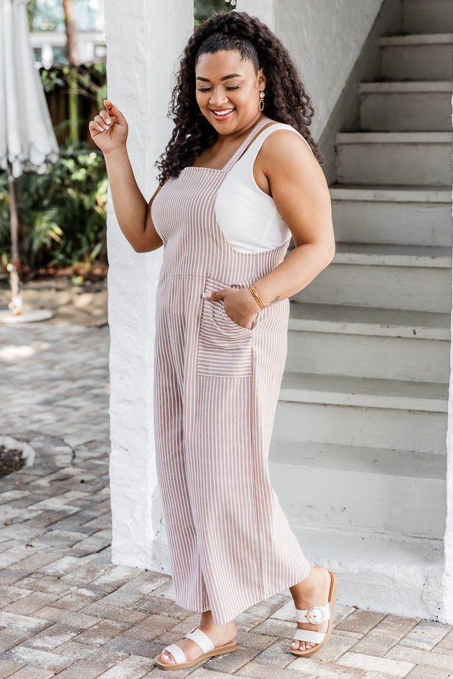 Finding My Paradise Taupe Printed Jumpsuit