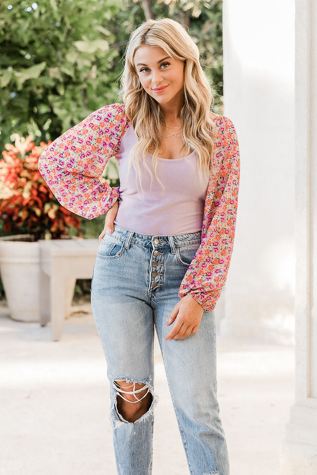 Holding On To You Purple Floral Sleeve Bodysuit SALE – Pink Lily