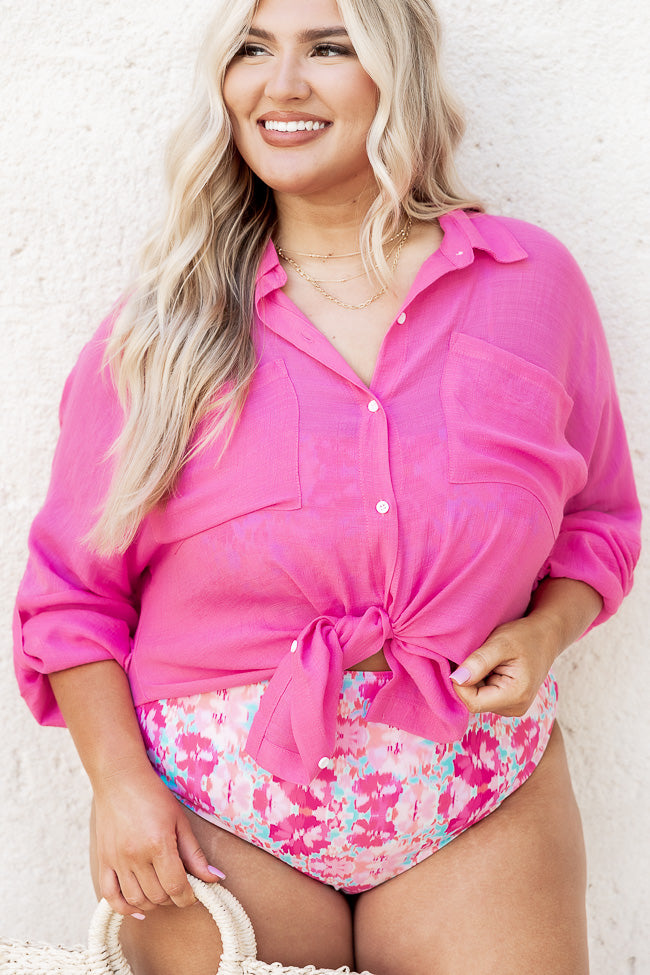 Wouldn't Miss It Pink Lightweight Button Front Blouse FINAL SALE