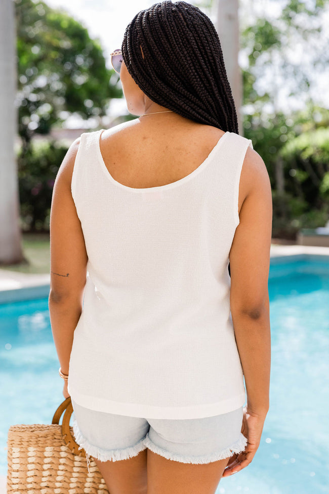 Keeping It Simple Ivory Textured Henley Tank FINAL SALE