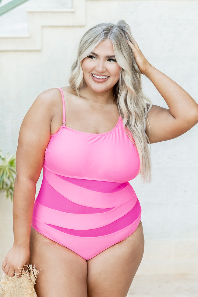 Meet Me At Waikiki Hot Pink One Shoulder Swimsuit