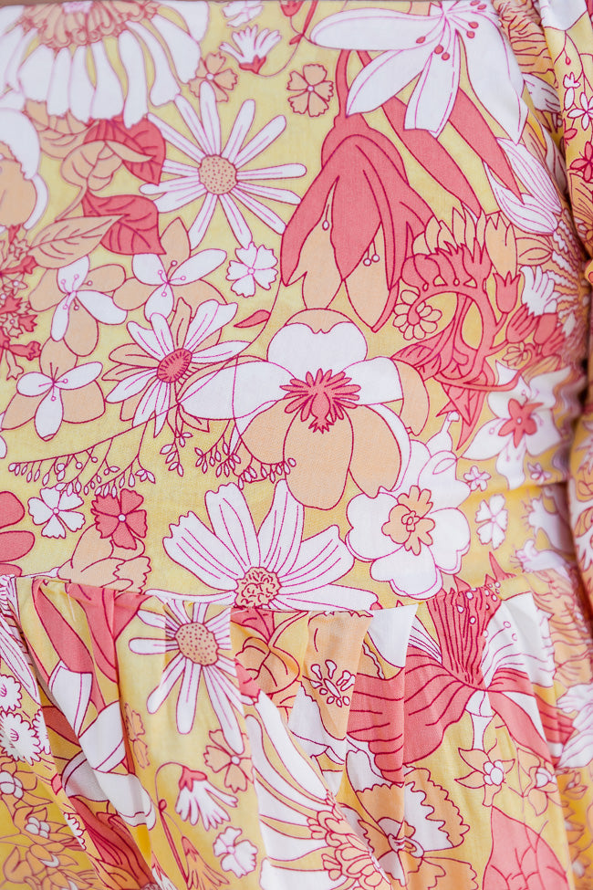 Somewhere In The Tropics Pink and Yellow Floral Print Blouse FINAL SALE