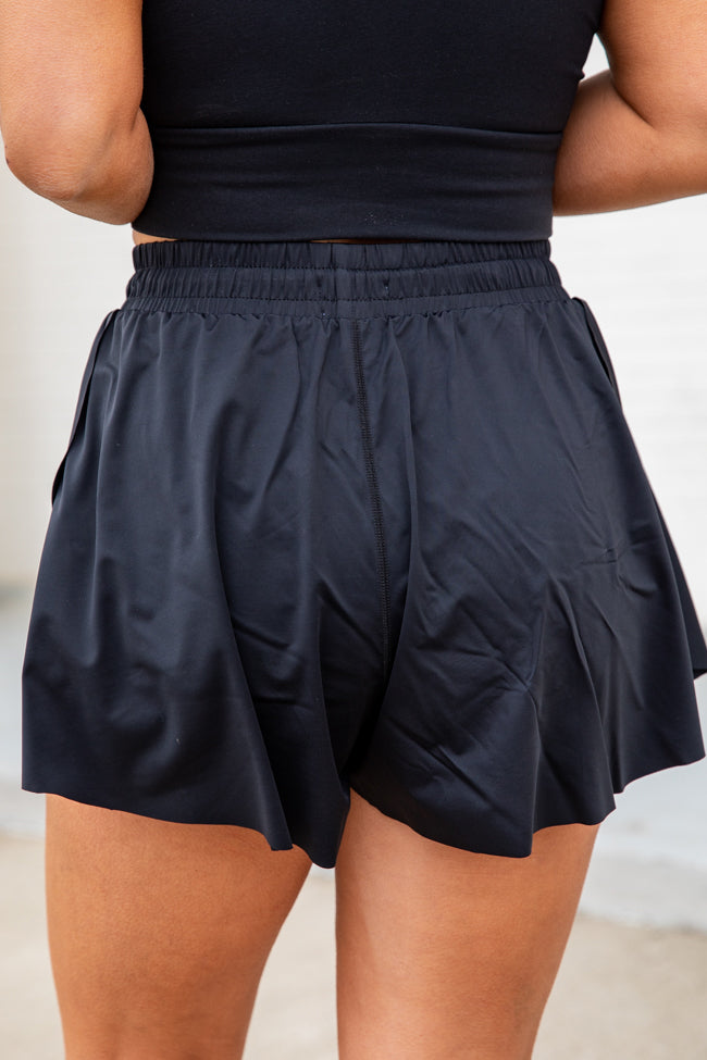 You're Worth It Black Flowy Active Shorts