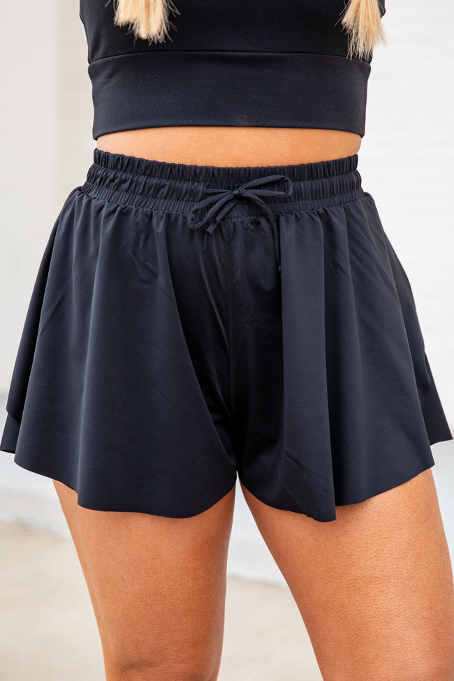 You're Worth It Black Flowy Active Shorts