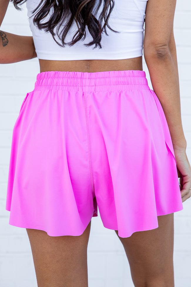 You're Worth It Bright Pink Flowy Active Shorts