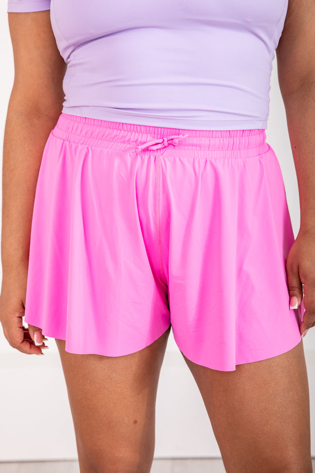 You're Worth It Bright Pink Flowy Active Shorts