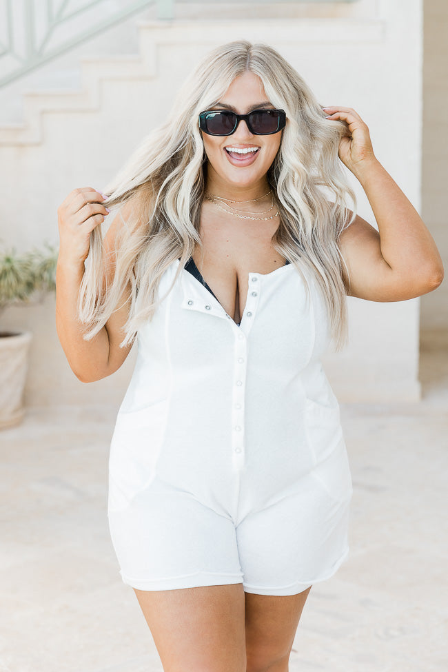 Seas The Day White Terry Cloth Romper Cover Up FINAL SALE