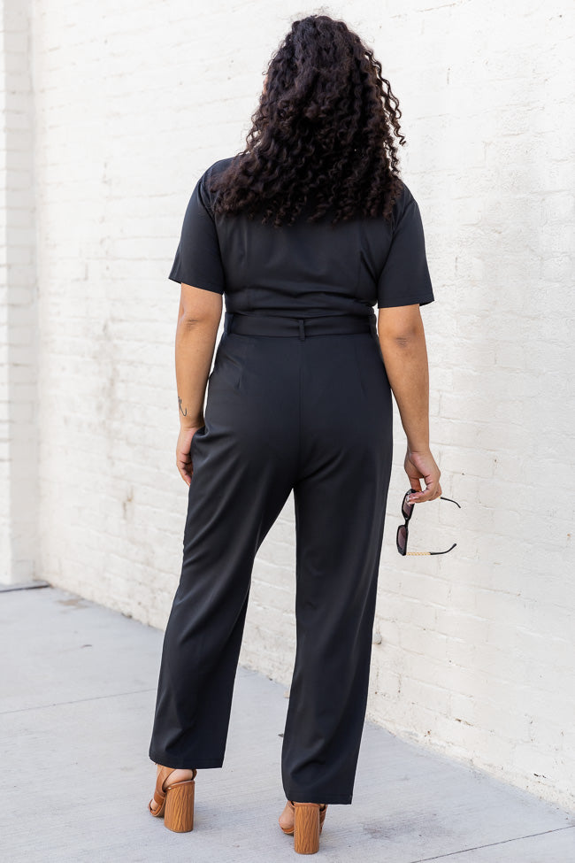 Better Than Basic Black Collared Button Front Jumpsuit FINAL SALE