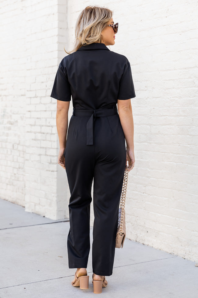 Better Than Basic Black Collared Button Front Jumpsuit FINAL SALE
