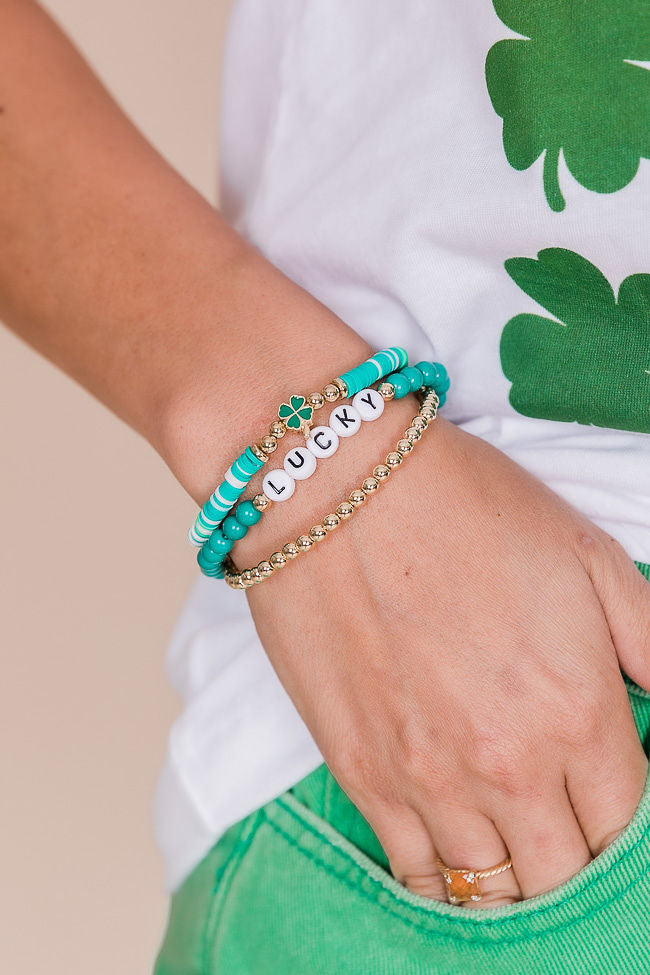 Pinch Proof Green St. Patrick's Beaded Bracelet Set