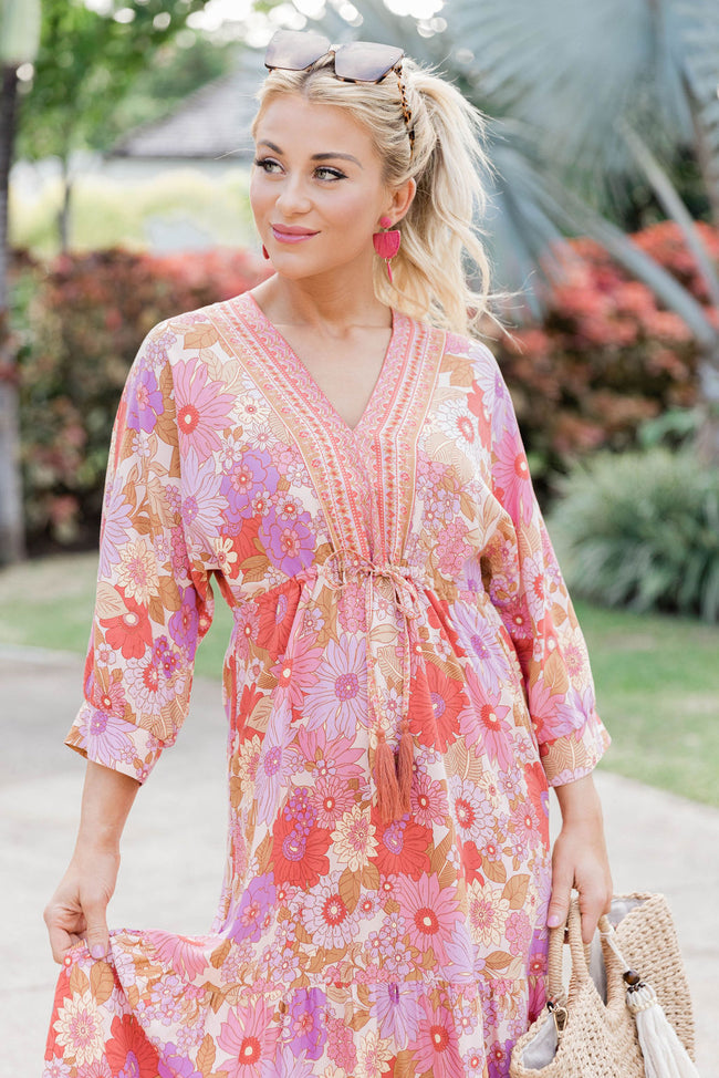Be Back Never Pink Floral Maxi Dress FINAL SALE – Pink Lily