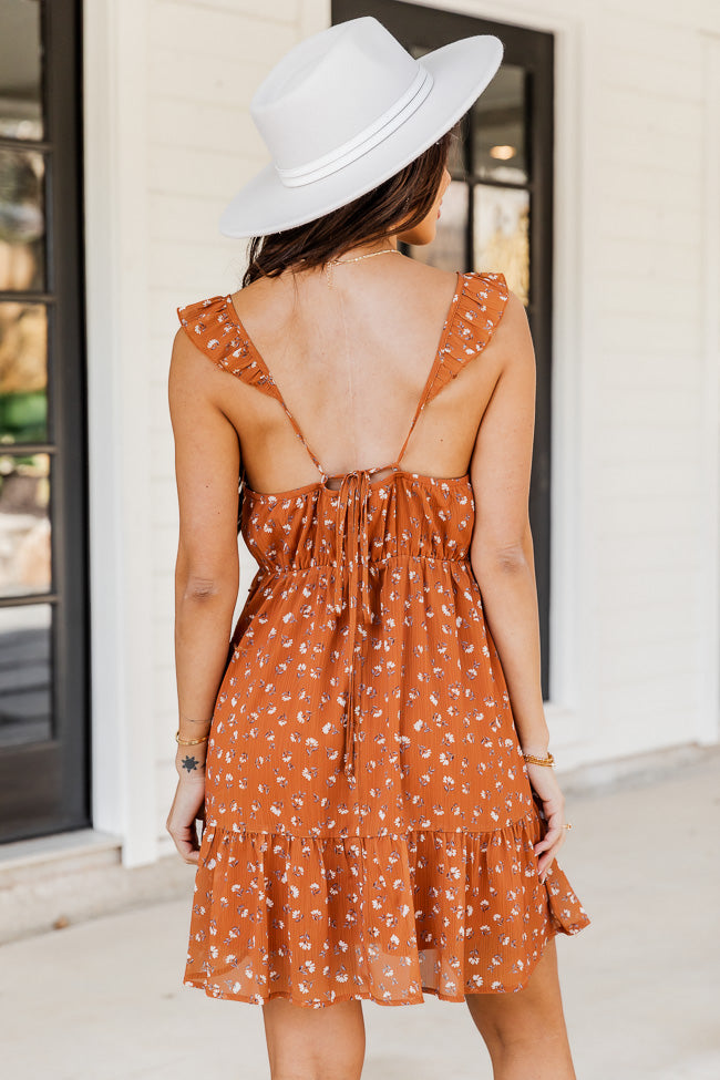 Didn't You Know Terracotta Pattern Mini Dress FINAL SALE