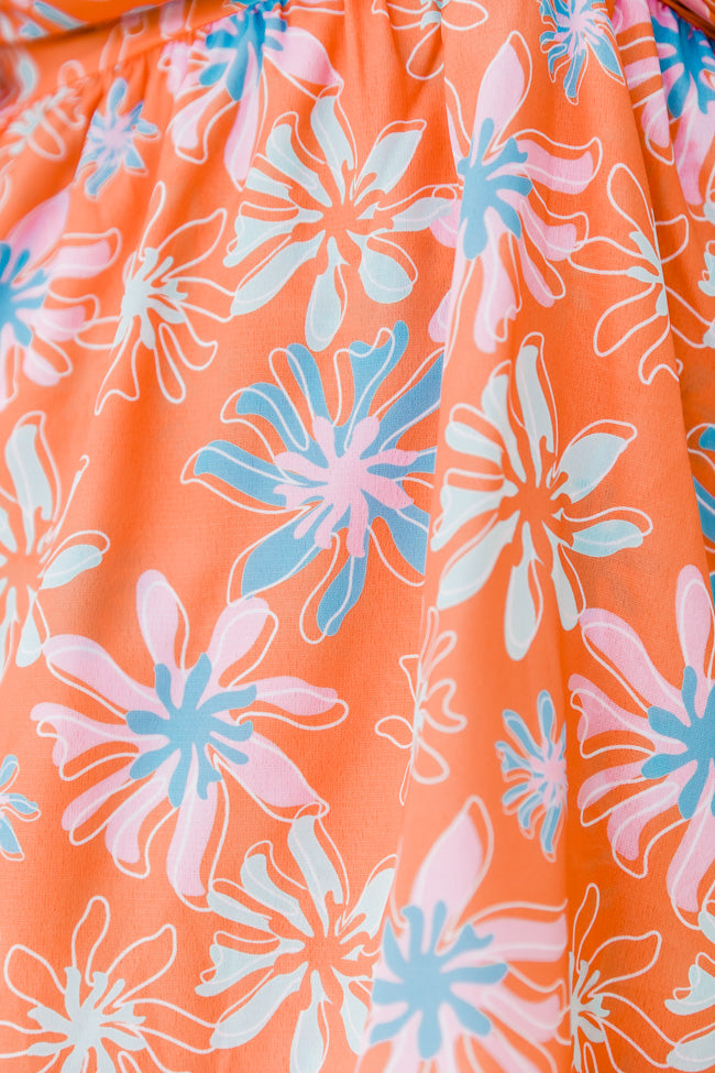 Morning Mimosas Bright Orange Floral Mini Dress FINAL SALE