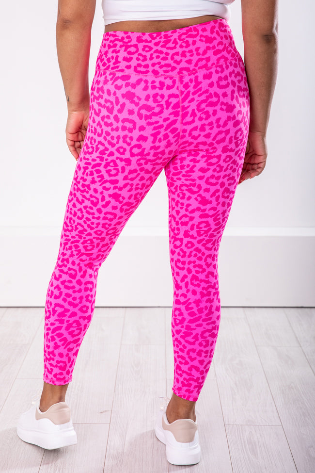 Think Happy Thoughts Neon Pink Leopard Leggings – Pink Lily