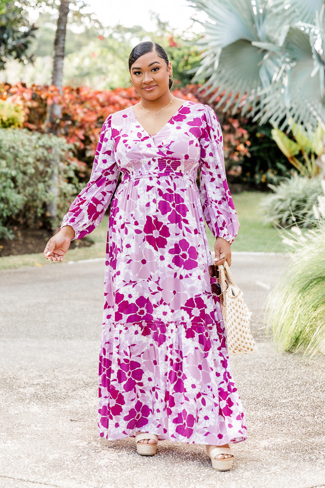 Sweet Paradise Long Sleeve Purple Floral Maxi Dress FINAL SALE