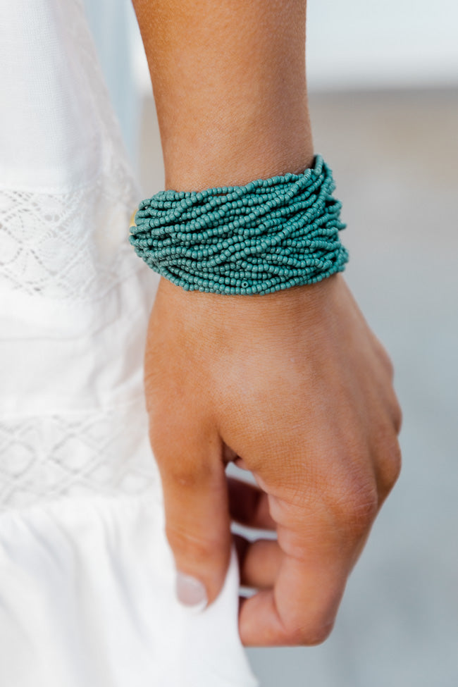 Wrapped Up With You Teal Large Beaded Twist Bracelet