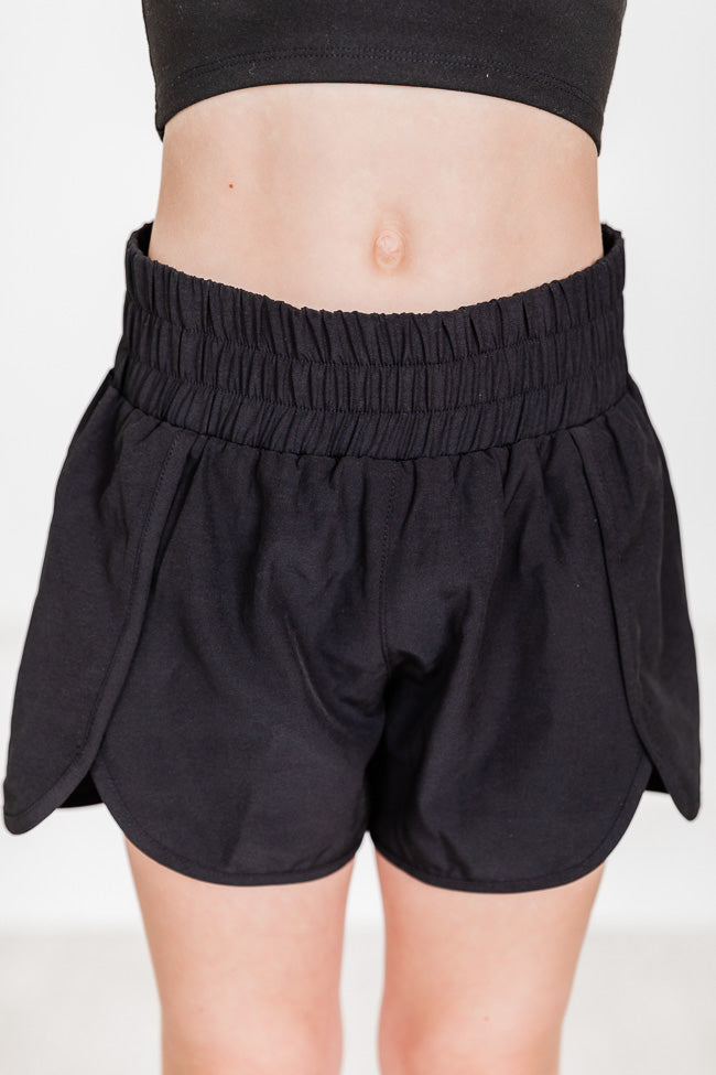 Kid's Errands To Run Black High Waisted Athletic Shorts   FINAL SALE
