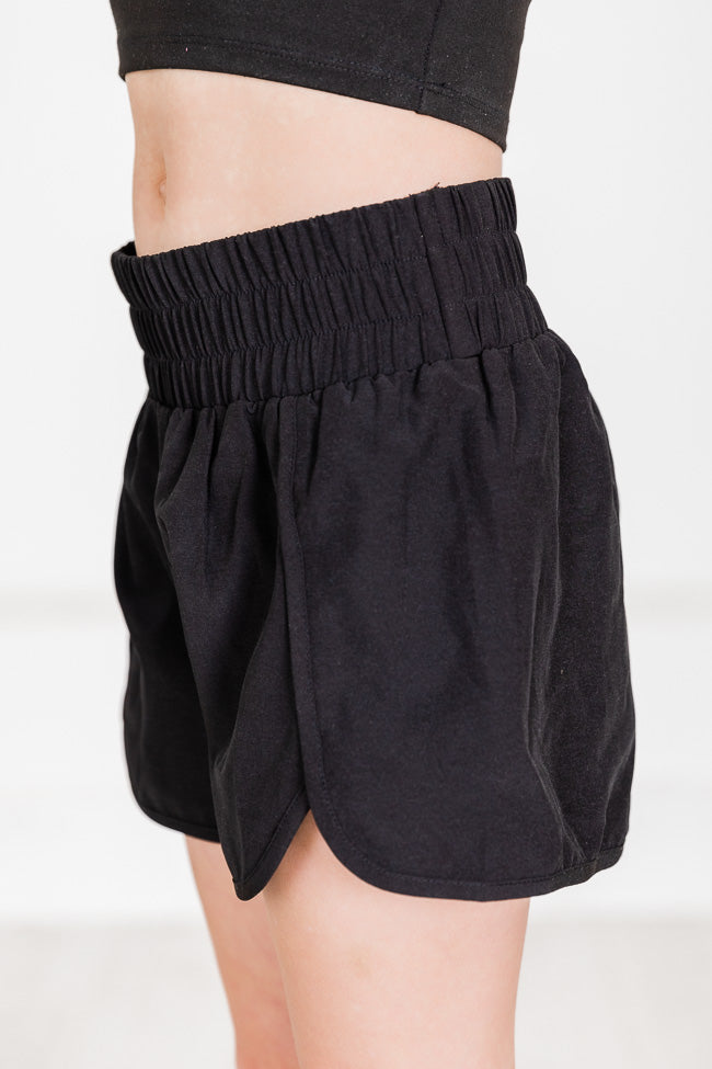 Kid's Errands To Run Black High Waisted Athletic Shorts   FINAL SALE