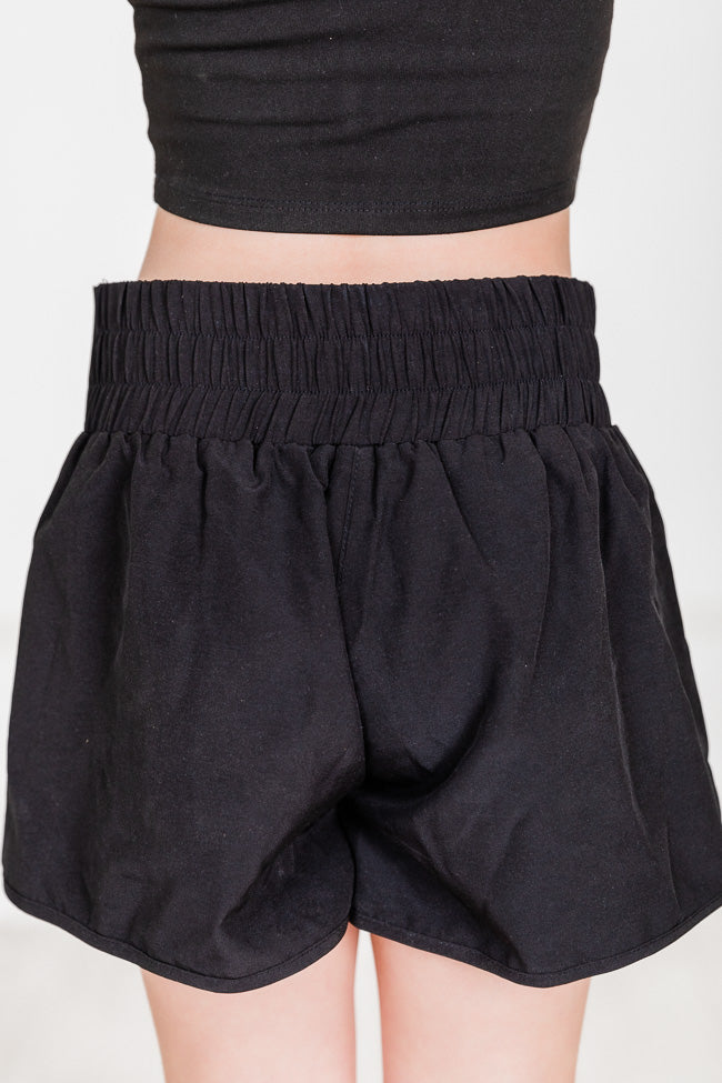 Kid's Errands To Run Black High Waisted Athletic Shorts FINAL SALE – Pink  Lily