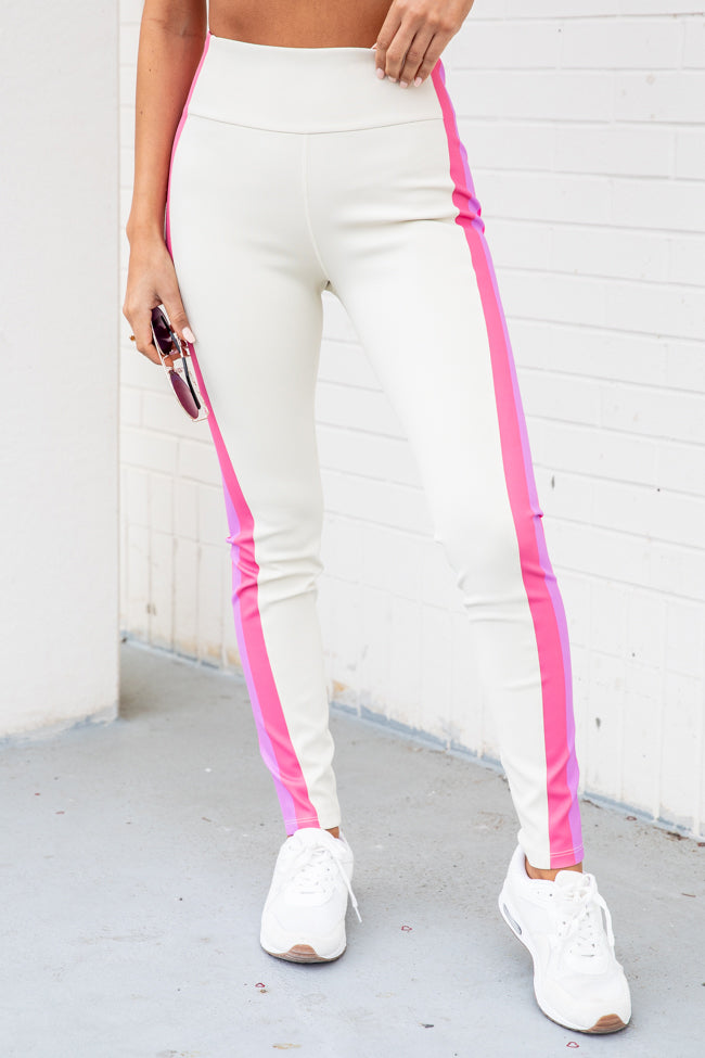 White Fox Active Hot Pink & White High Rise Leggings XS Barbie Colorblock