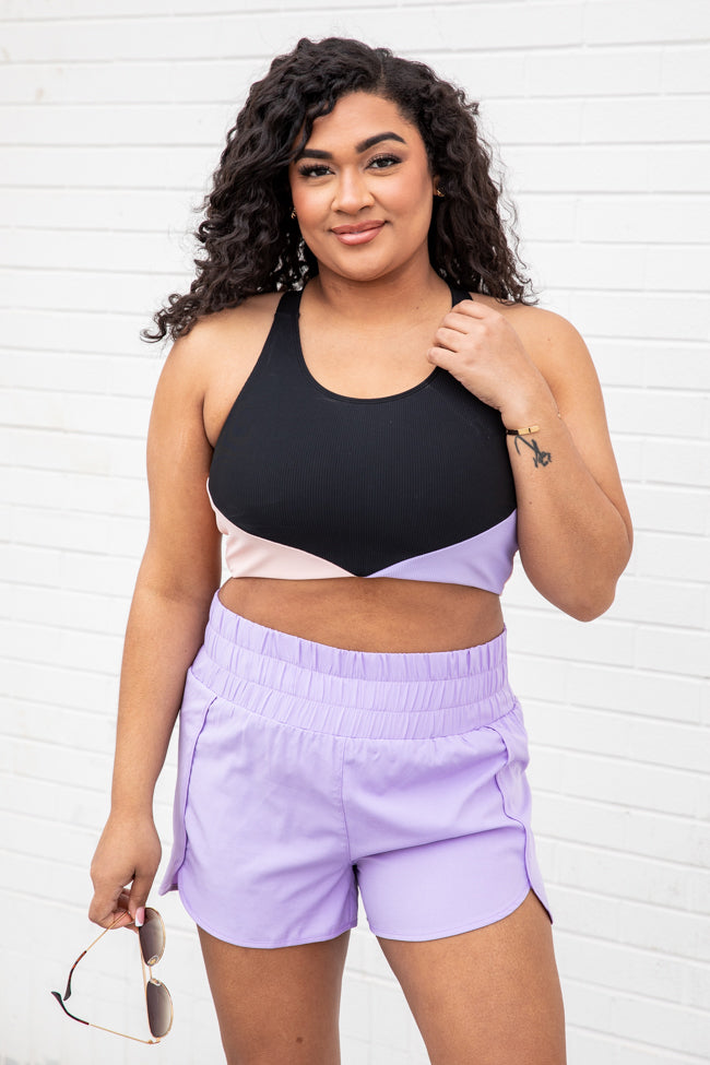 Errands To Run Solid Purple High Waisted Athletic Shorts