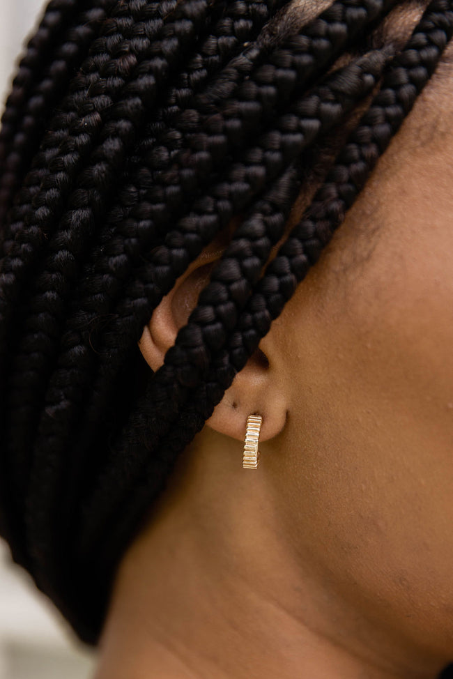 Simple Task Gold Textured Small Hoop Earrings