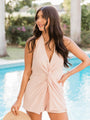 Twist Of Sublime Blush Twisted Waist Halter Romper FINAL SALE