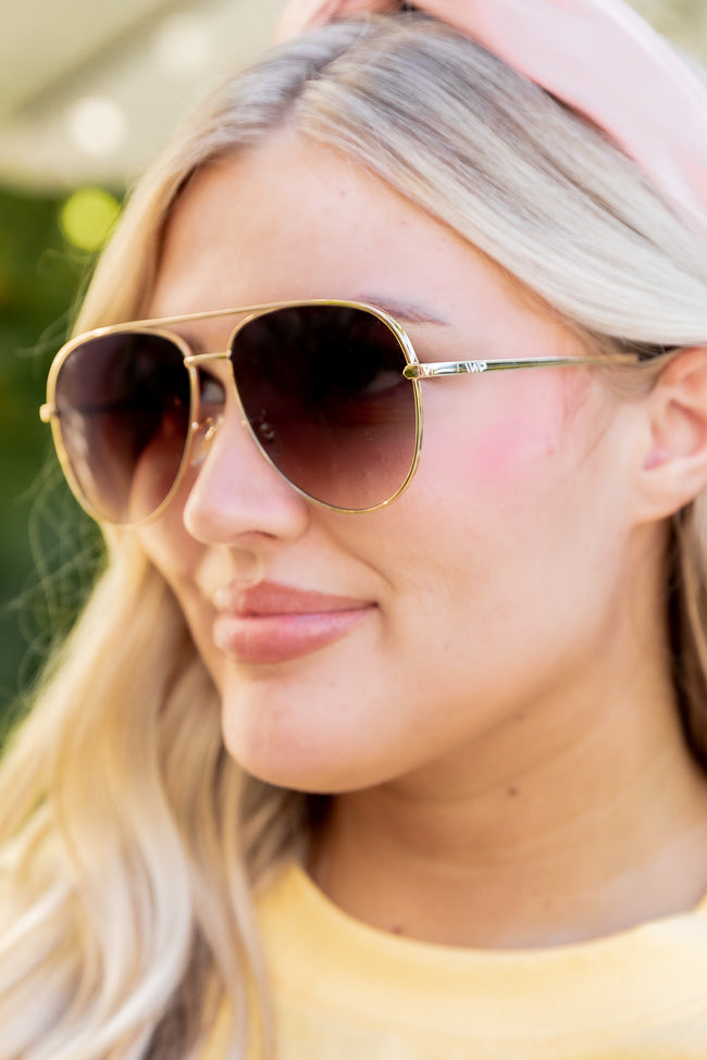 Gold trim cheap aviator sunglasses