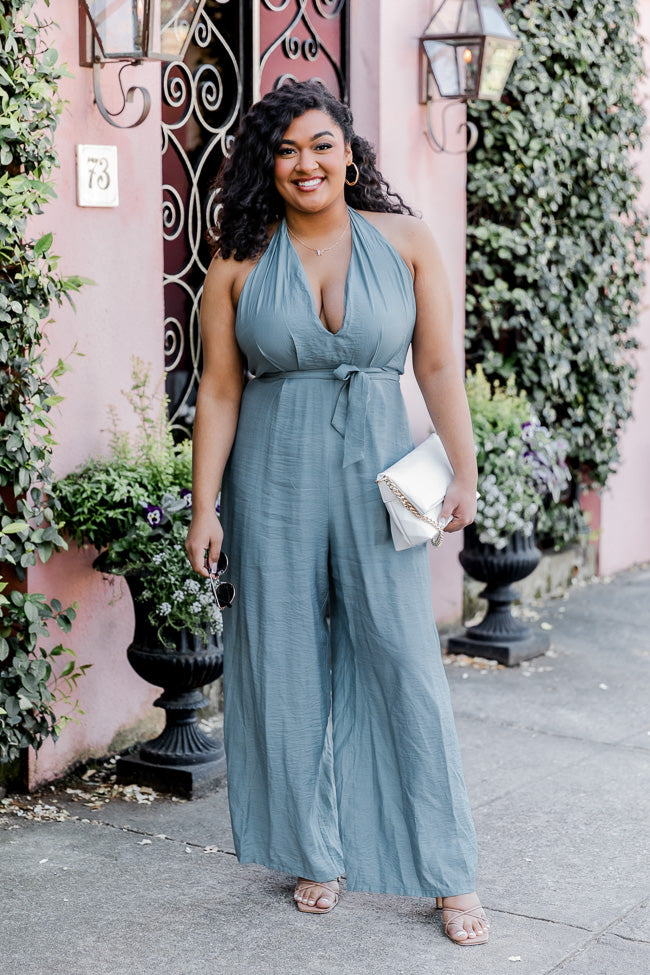 Looking For You Teal Halter Jumpsuit FINAL SALE