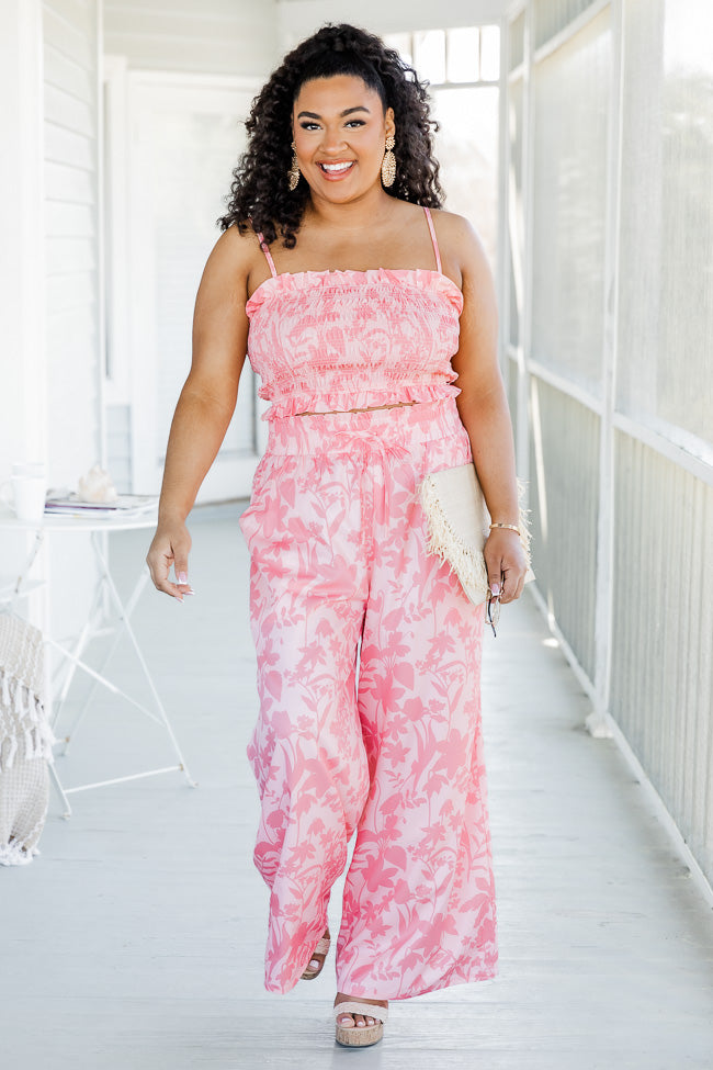Made For Vacay Pink Tropical Tank and Pant set