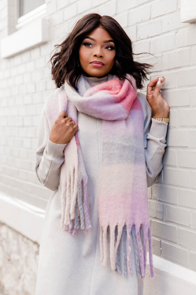 Falling For Us Pastel Plaid Scarf